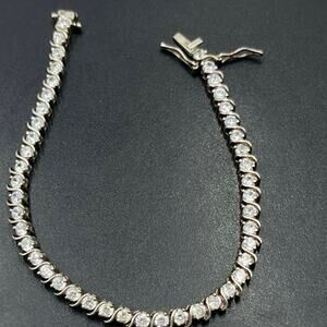 ROSS SIMON 925 Sterling SilverVintage‎ Topaz Swirl CZ Tennis Bracelet Sz 7